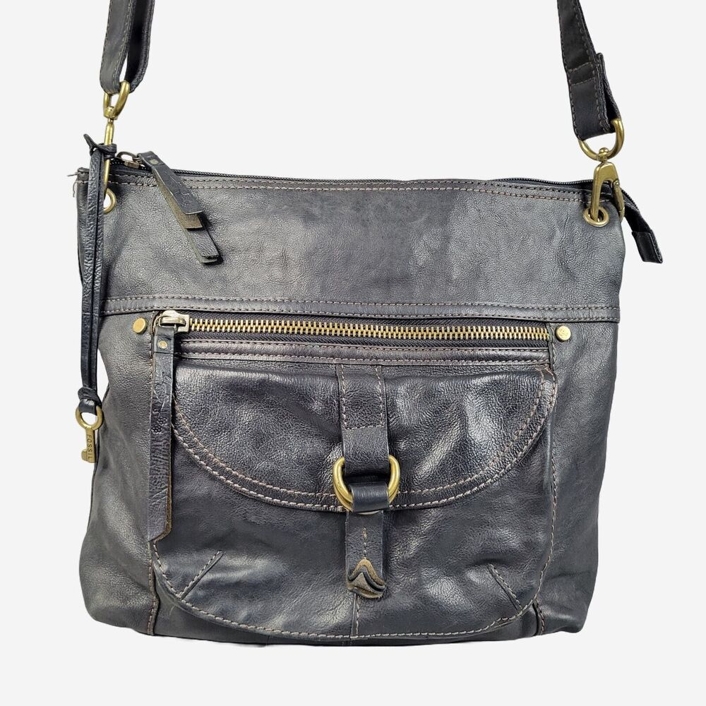 Fossil Black Leather Maddox Hobo Bag Crossbody Black